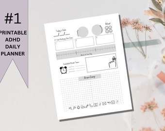 Pianificatore ADHD per adulti e adolescenti, pianificatore giornaliero ADHD stampabile, pianificatore digitale ADHD pdf, pianificatore 2023 scaricabile, diario adhd