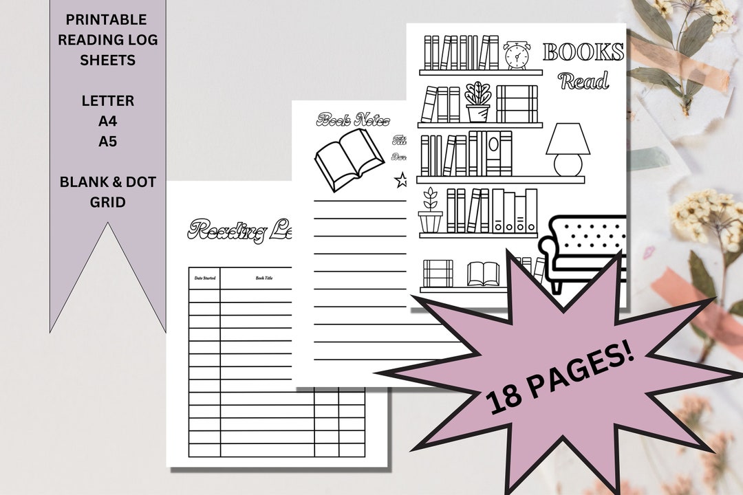 Book Tracker for Bullet Journal, Book Shelf, A4, A5, Letter Size ...