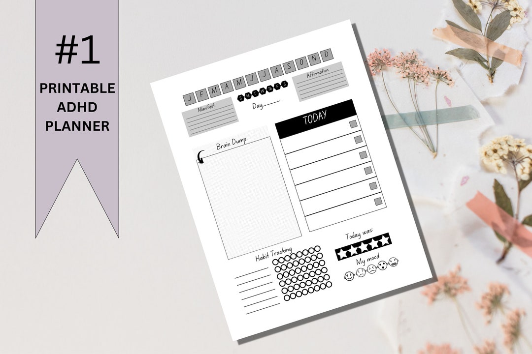 ADHD Planner for Adults and Teens, Printable ADHD Daily Planner ...