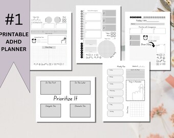 Pianificatore ADHD per adulti e adolescenti, pianificatore giornaliero ADHD stampabile, pianificatore ADHD digitale pdf, pianificatore 2023 scaricabile, pacchetto diario adhd