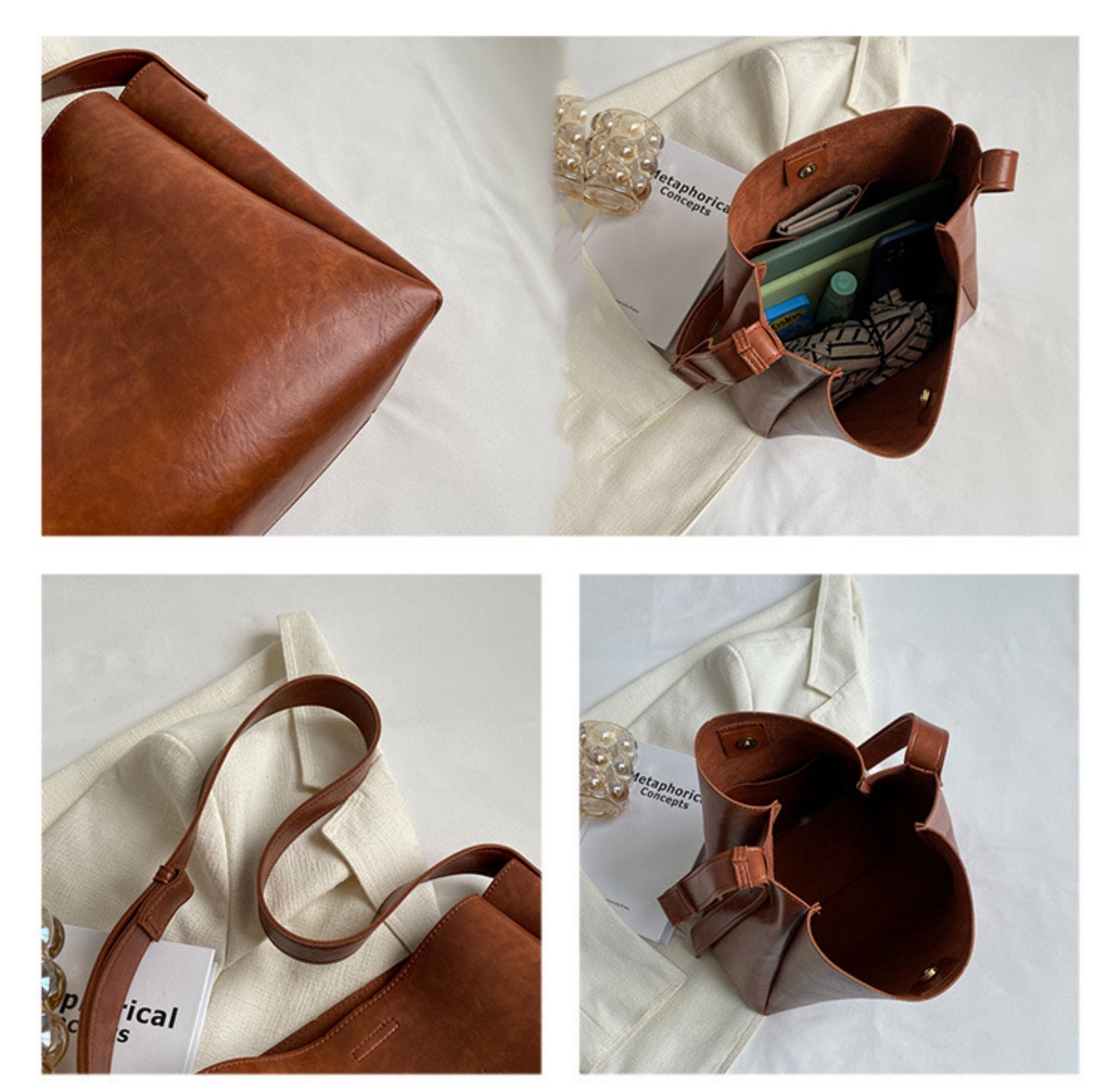Leather Bucket Bag Vegan Leather Bucket Bag leather Etsy