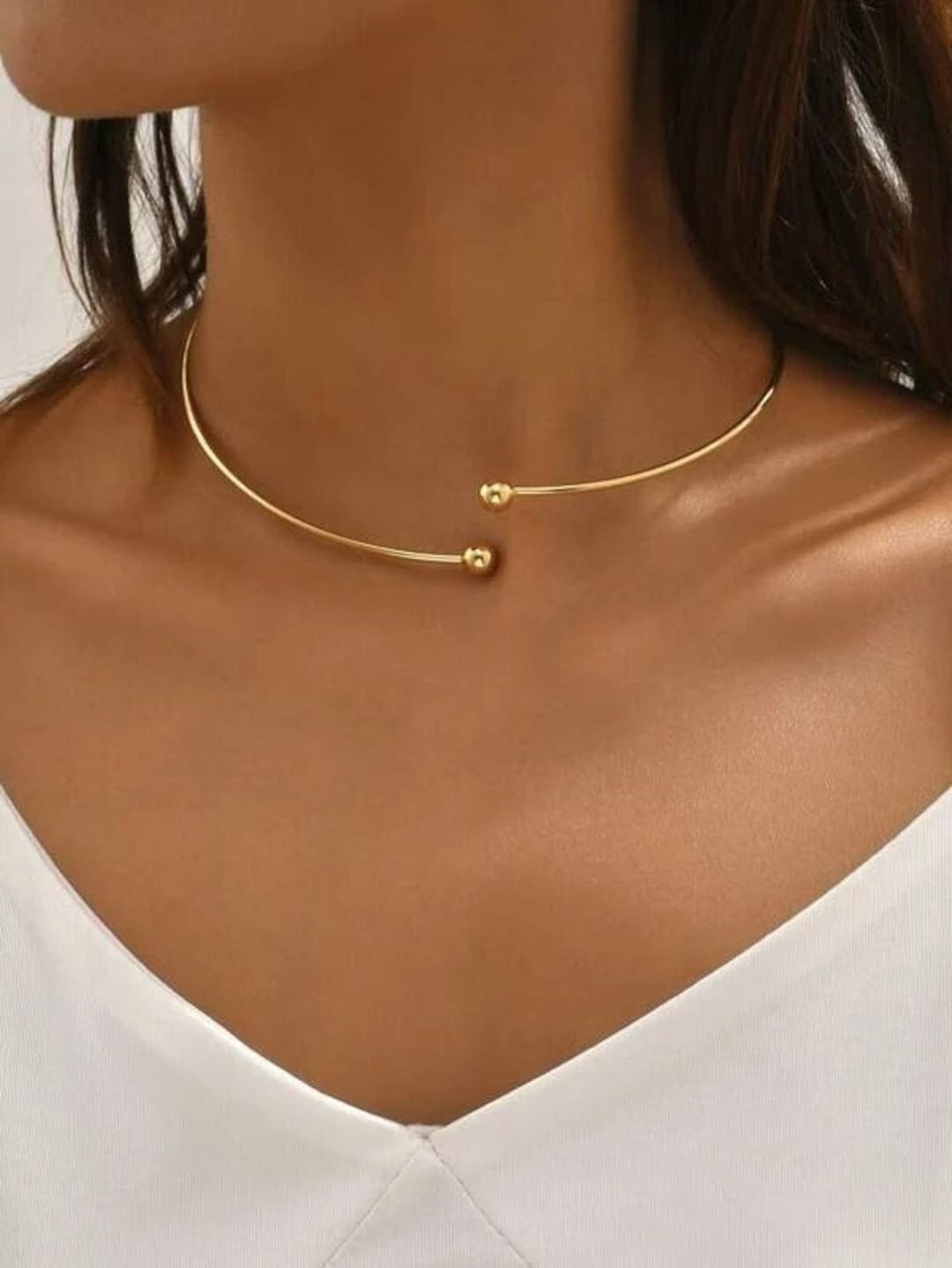 Minimalist Gold Cuff Choker Necklace for Women Dainty Gold Etsy UK