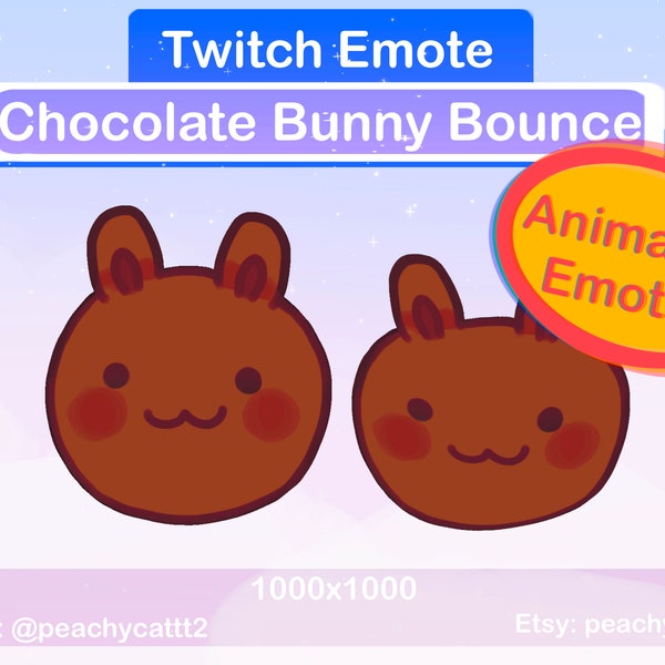 Animiert Brauner Hasentanz Bouncing, Süßer Schokoladen BunBun Emote für Twitch, Chibi Springen Hase Kawaii Für Streamer