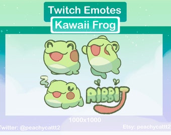 Kawaii Frog Emote Pack voor streamers, gelukkig, slaperig, hoppende ribbit amfibieën voor Twitch, Discord en Youtube