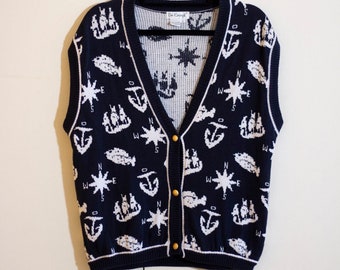 Vintage 1990s Nautical Sweater Vest