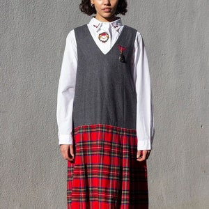 Vintage Wool Tartan Dropped Waist Dress image 1