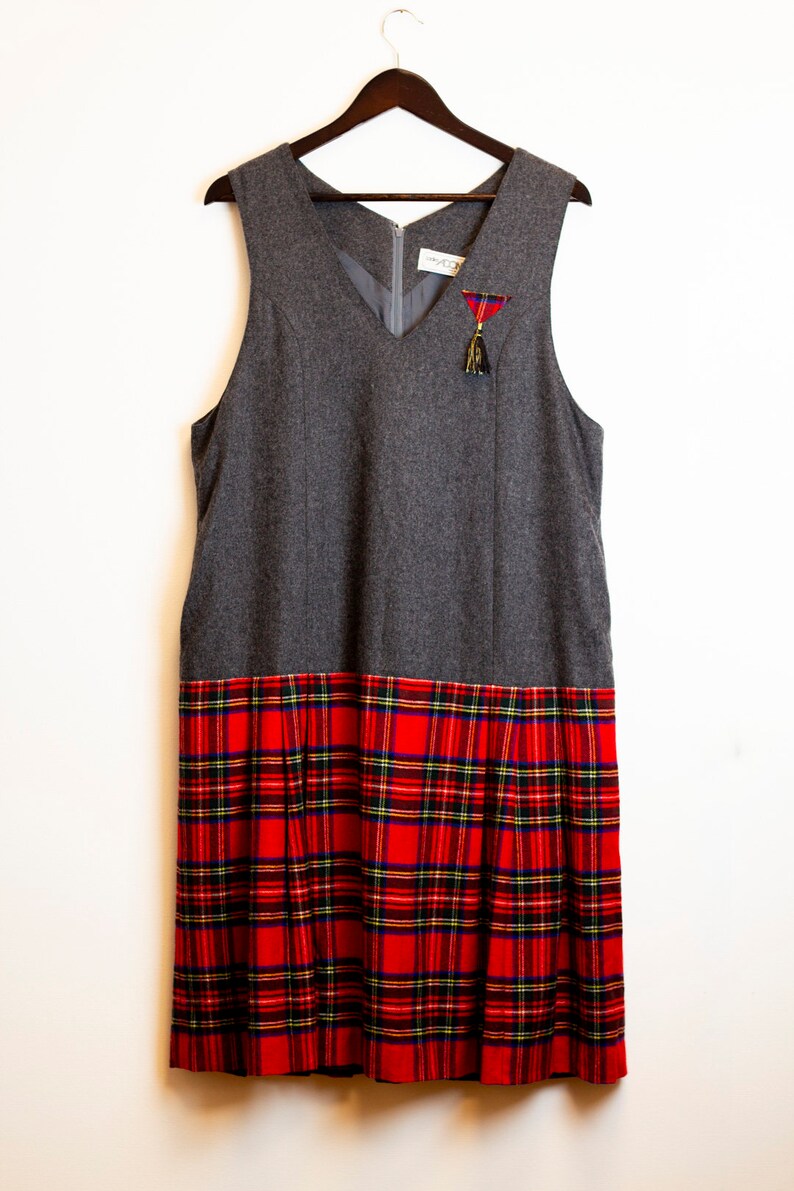 Vintage Wool Tartan Dropped Waist Dress image 5