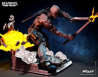Deadpool, statue,  3d print,  resin printed, Comics