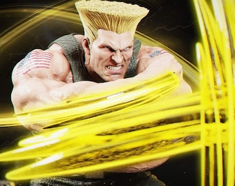 Guile, Street Fighter, Inspired, Statue, 3d print, resin printed