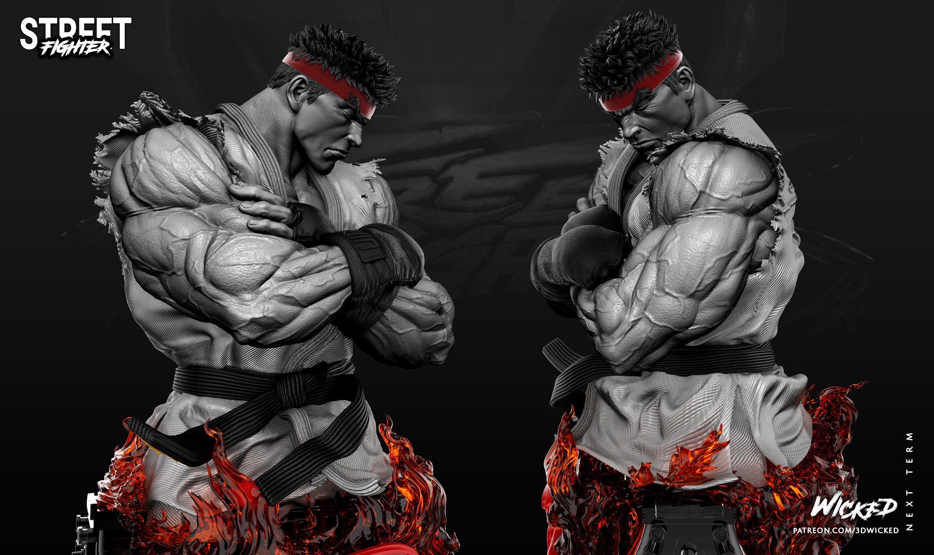 Street Fighter, Ryu, Bust, 3d Print, Resin Printed, Video