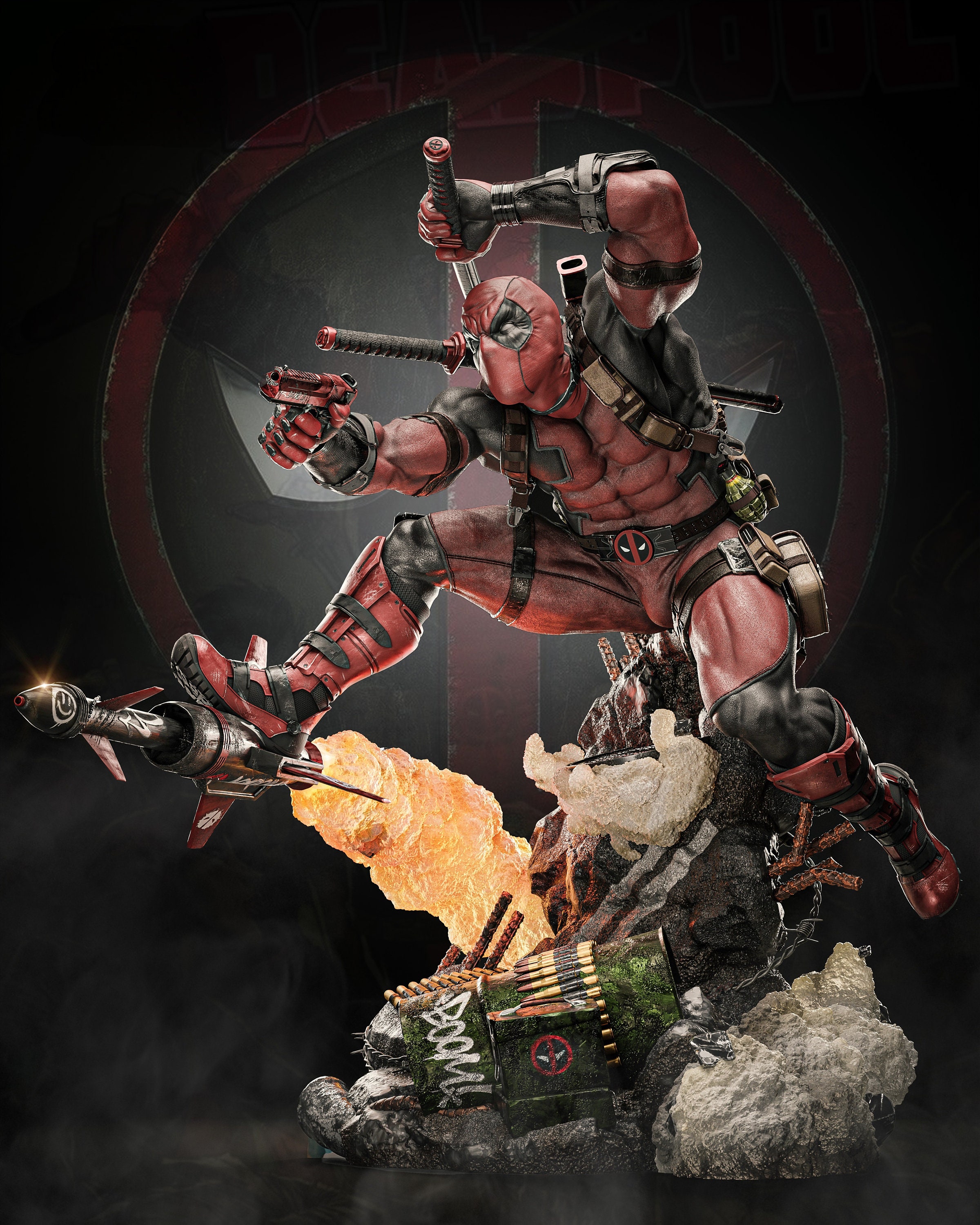Deadpool, Statue, 3d Print, Resin Printed, X-men, 3d