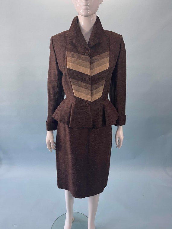 Lilli Ann brown worsted two piece suit skirt