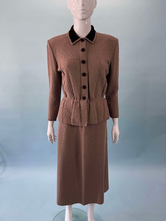 1940s Kimberly women's wool brown two piece skirt… - image 1