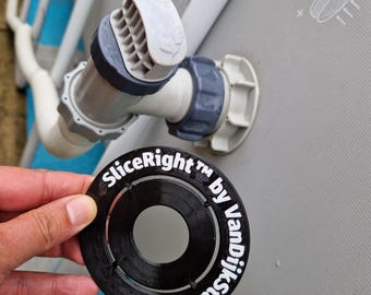 SliceRight™ by VanDijkStruff – 38 mm Nozzle Cutter Tool for Intex Pools (Physical Product)