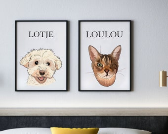 Handmade pet portraits - Digital animal portraits - Custom