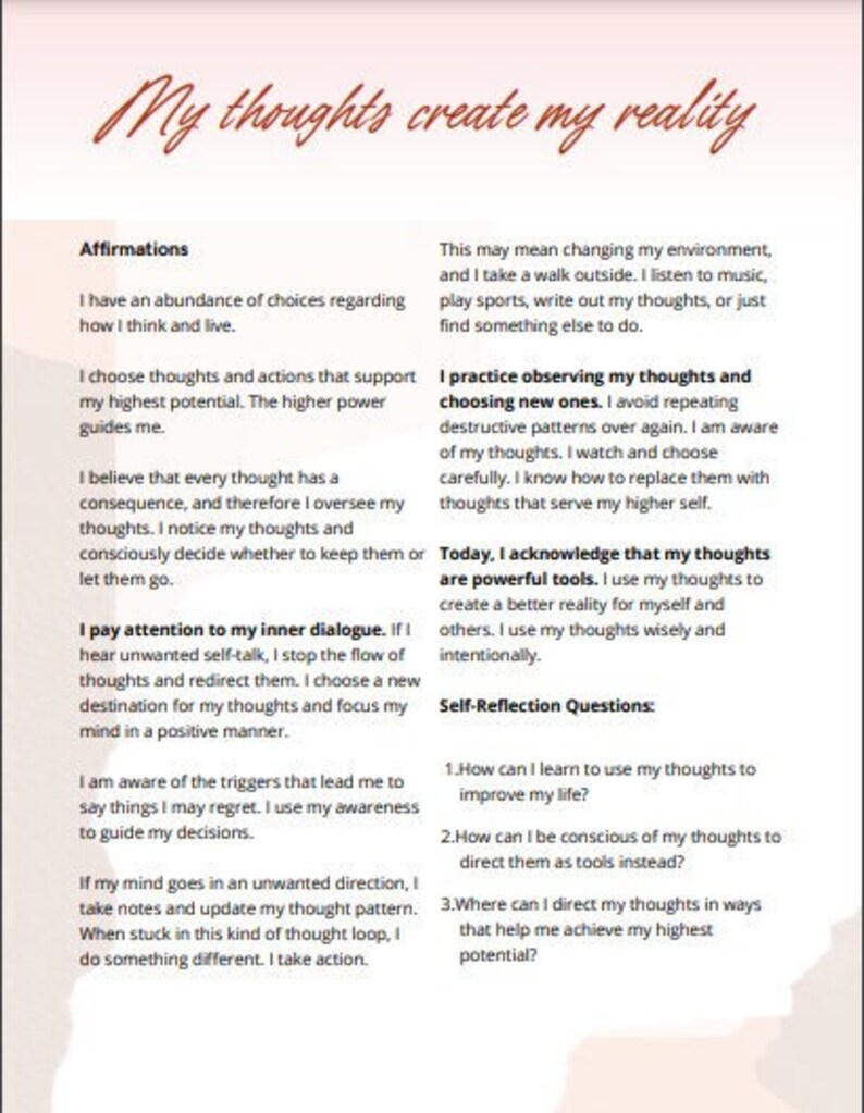 My Thoughts Create My Reality Guided Affirmations and Mentality Guide ...