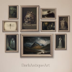 Decoración de Dark Academia (9 unidades) / Estilo vintage melancólico / Arte de pared de galería Dark Academia / Decoración gótica / Láminas vintage / Arte imprimible / Arte victoriano