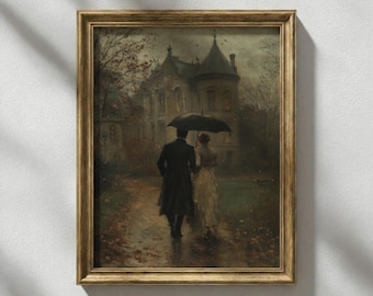 Dark Academia Couple Art Print: Victorian Romance (Digital Download)