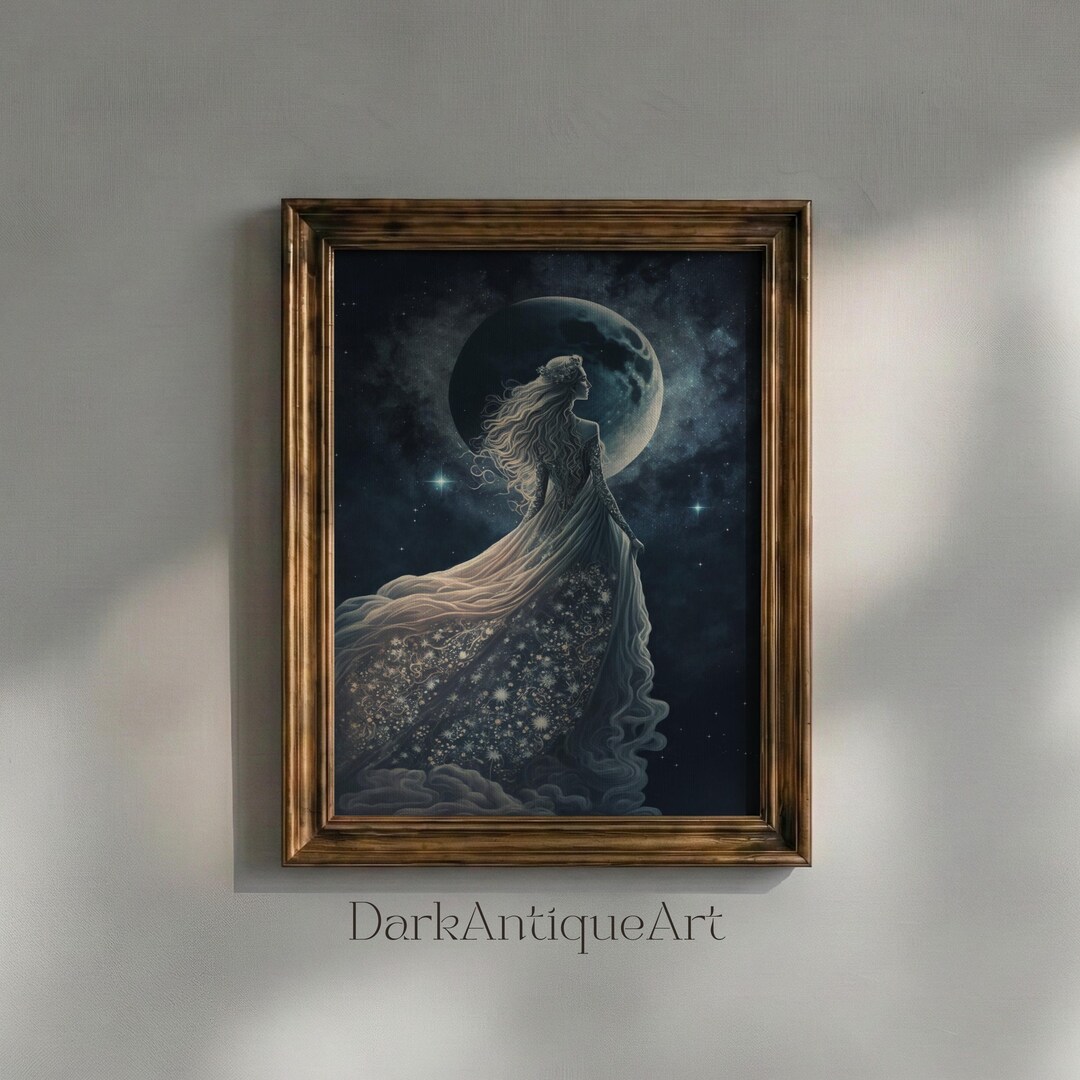 Celestial Woman Art Print, Moon Goddess Wall Art, Fantasy Illustration ...