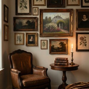 Victorian House Oil Painting: Vintage Rose Garden Art (Digital Download) image 11
