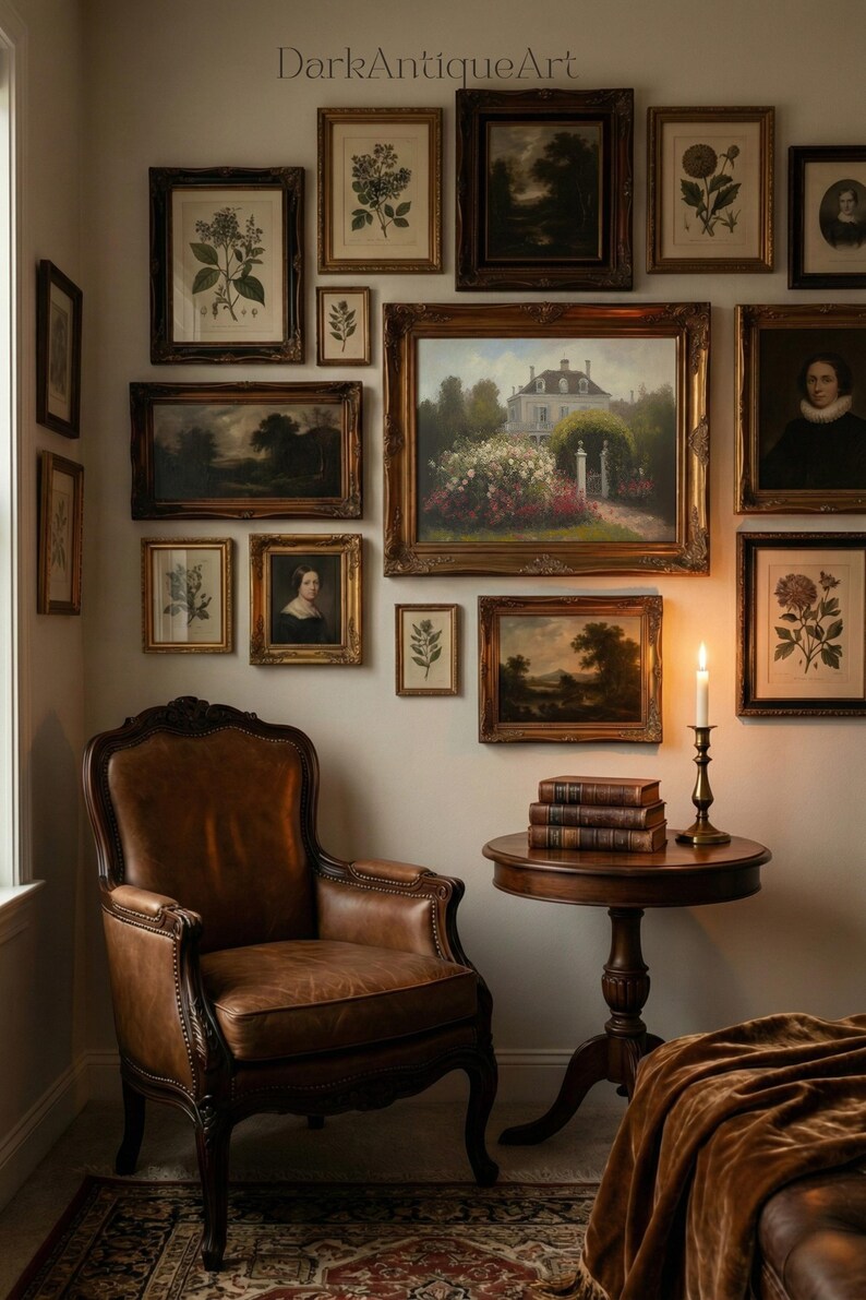 Victorian House Oil Painting: Vintage Rose Garden Art (Digital Download) image 11
