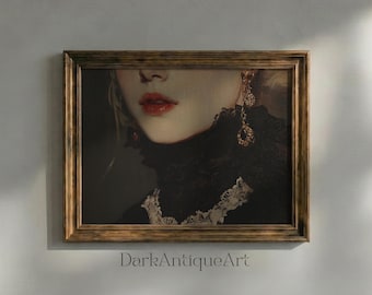 Stampa ritratto Dark Academia / Decorazione murale gotica vintage (download digitale)