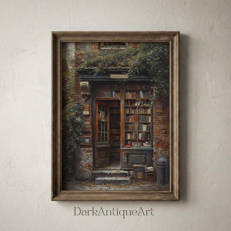 Dark Academia Library Painting: Moody Vintage Wall Art (Digital Download) image 7