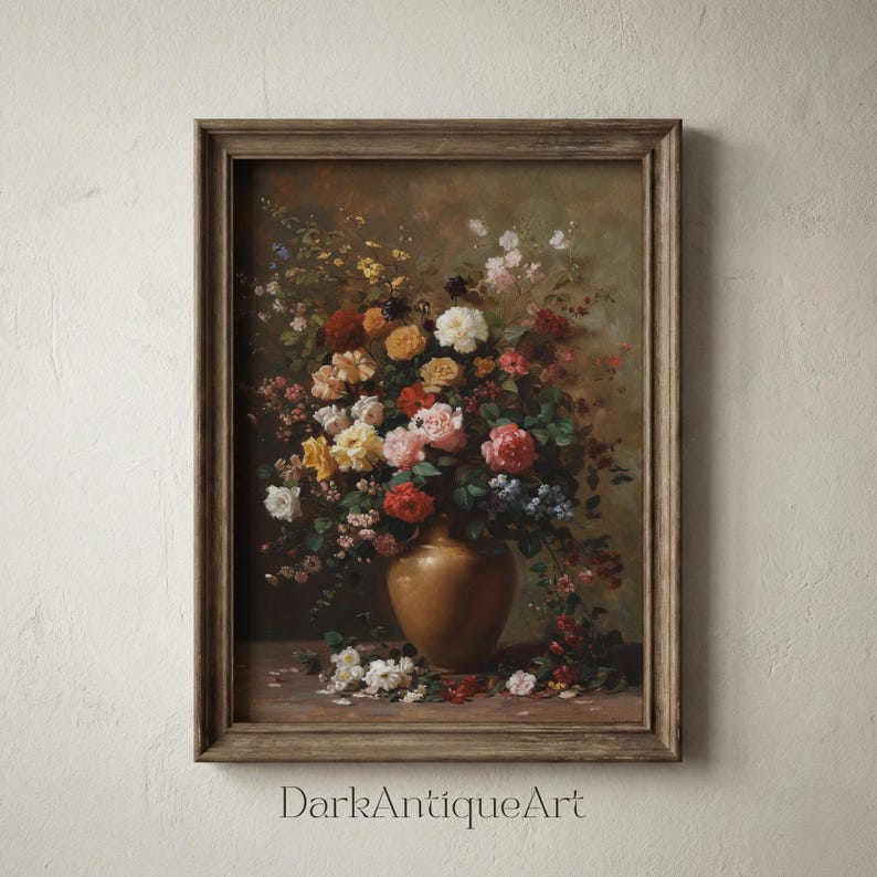Victorian Floral Print: Dark Academia Antique Flower Art (Digital Download) image 7
