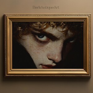 Moody Gaze | Dark Academia Portrait, Mysterious Face Art, Vintage Aesthetic Digital Print, Gothic Home Decor