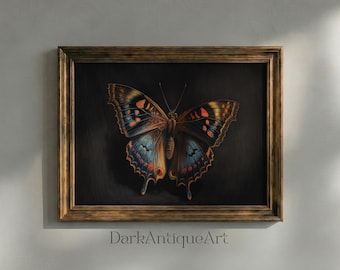 Dark Butterfly Art Print: Vintage Insect Illustration (Digital Download)