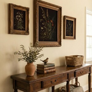 Moody Floral Print Set: Dark Botanical Gallery Wall Art (digital ...