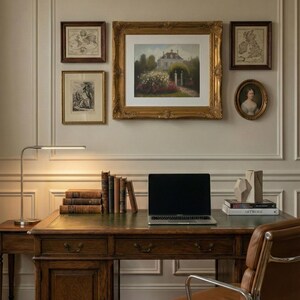 Victorian House Oil Painting: Vintage Rose Garden Art (Digital Download) image 14