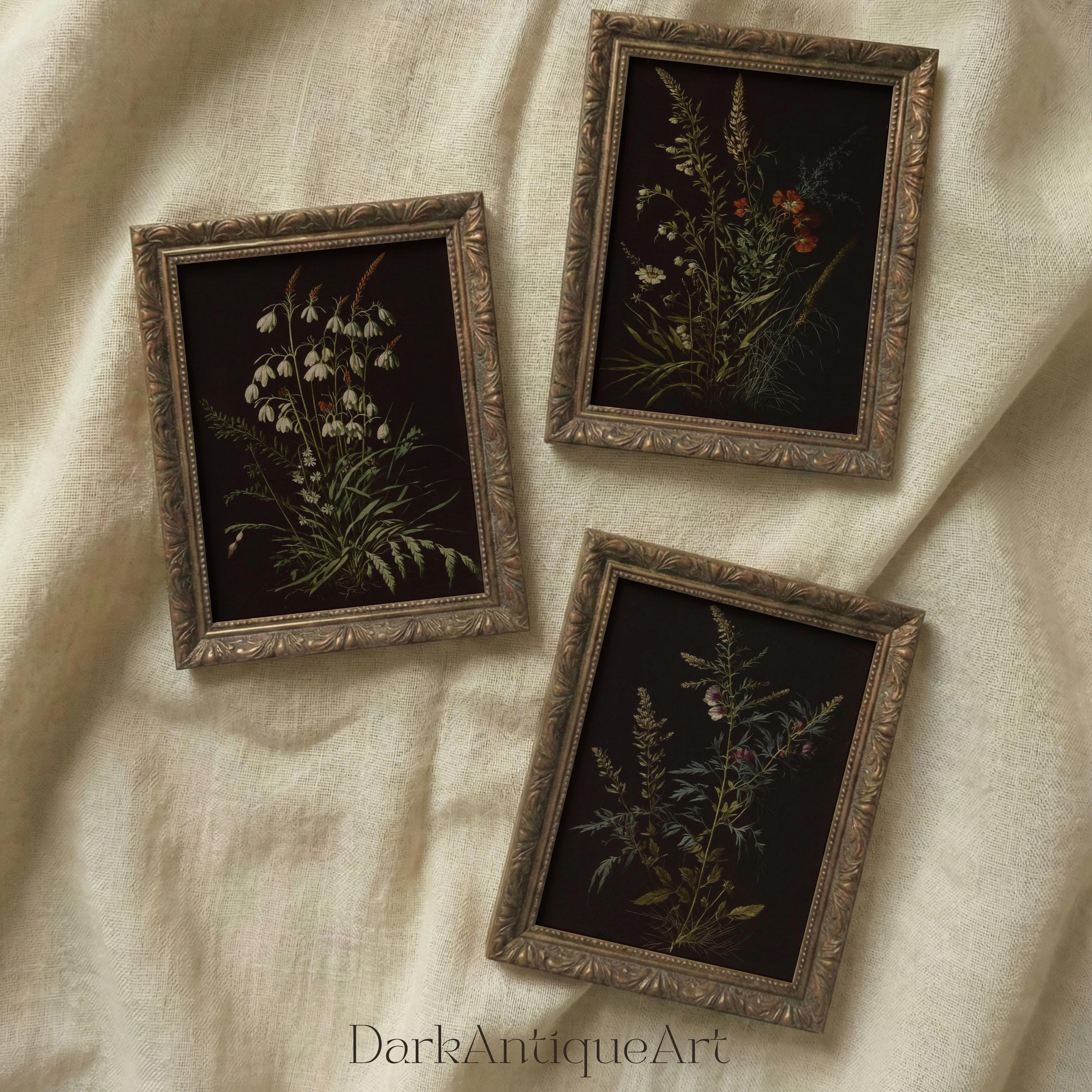 Moody Floral Print Set: Dark Botanical Gallery Wall Art (digital ...