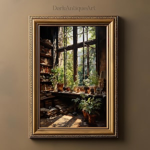 Biblioteca vintage Botánica Arte Impresión Academia Oscura Decoración de la pared Biblioteca Botánica Decoración Botánica Vintage Arte de la pared Biblioteca de la Academia Oscura Imprimible