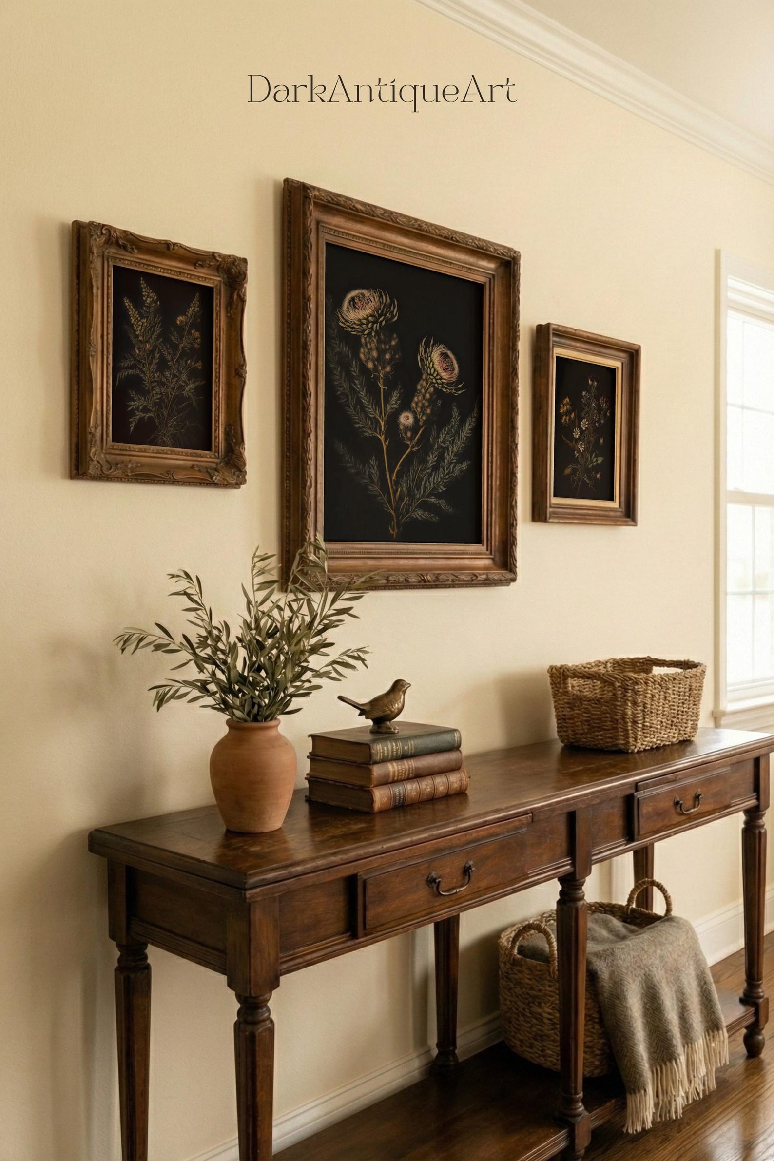 Moody Floral Print Set: Dark Botanical Gallery Wall Art (digital ...