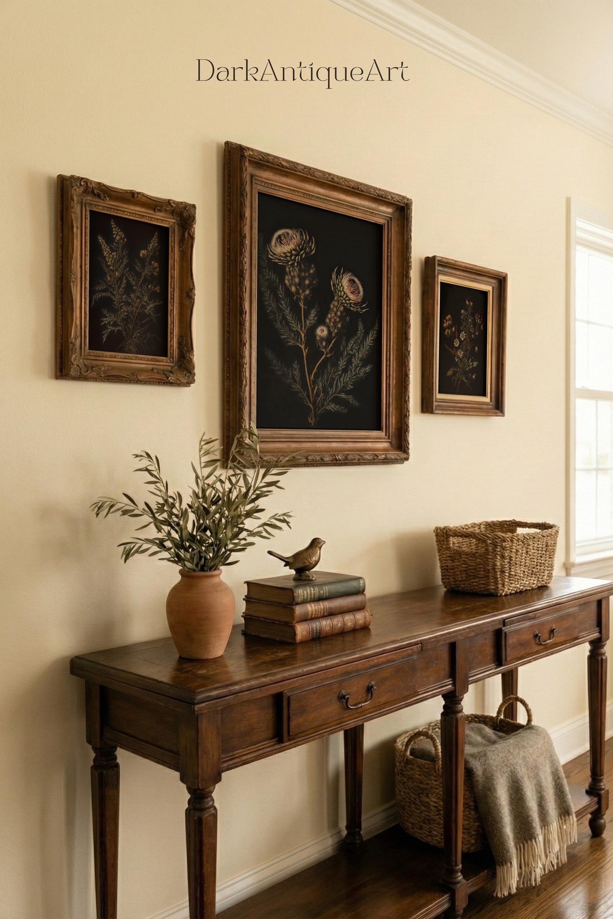 Moody Floral Print Set: Dark Botanical Gallery Wall Art (digital ...
