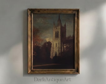 Gothic Cathedral Art Print: Dark Academia Medieval Decor (Digital Download)