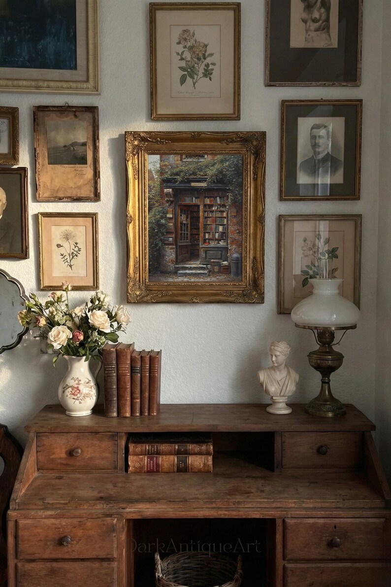 Dark Academia Library Painting: Moody Vintage Wall Art (Digital Download) image 10