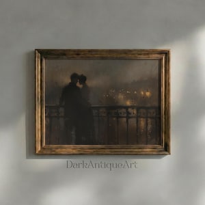 Vintage Romantic Couple City Lights Art Print (Digital Download)