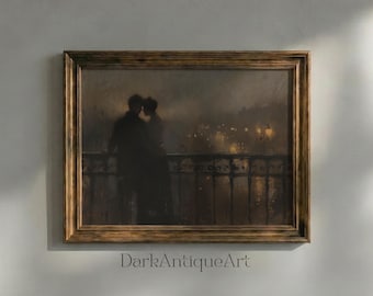 Vintage Romantic Couple City Lights Art Print (Digital Download)
