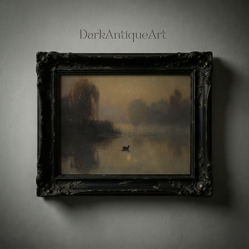 Countryside-themed digital art of a misty lake at dawn, bringing tranquility to any room.