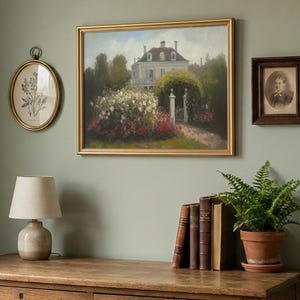 Victorian House Oil Painting: Vintage Rose Garden Art (Digital Download) image 17
