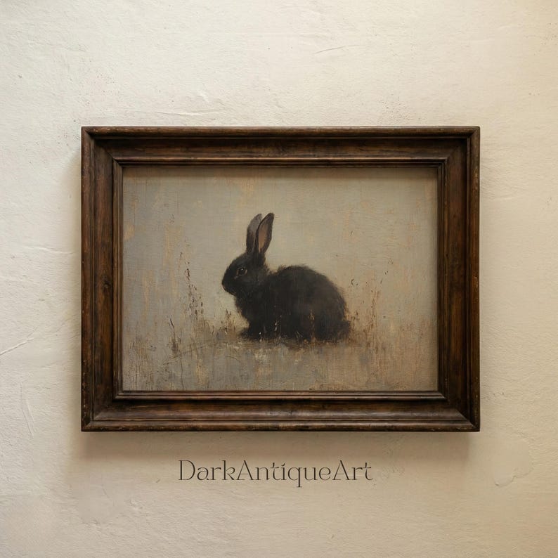 Rustic Print Rabbit Moody Black Bunny Print, Rustic Countryside Wall Art (digital Download ...