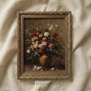 Victorian Floral Print: Dark Academia Antique Flower Art (Digital Download) image 2