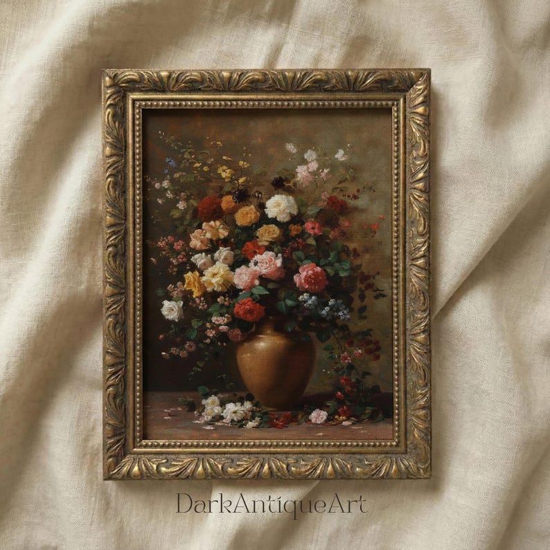 Victorian Floral Print: Dark Academia Antique Flower Art (Digital Download) image 2