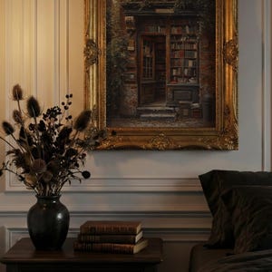 Dark Academia Library Painting: Moody Vintage Wall Art (Digital Download) image 11