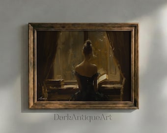 Woman Reading by Window: Victorian Art Print (Digital Download)