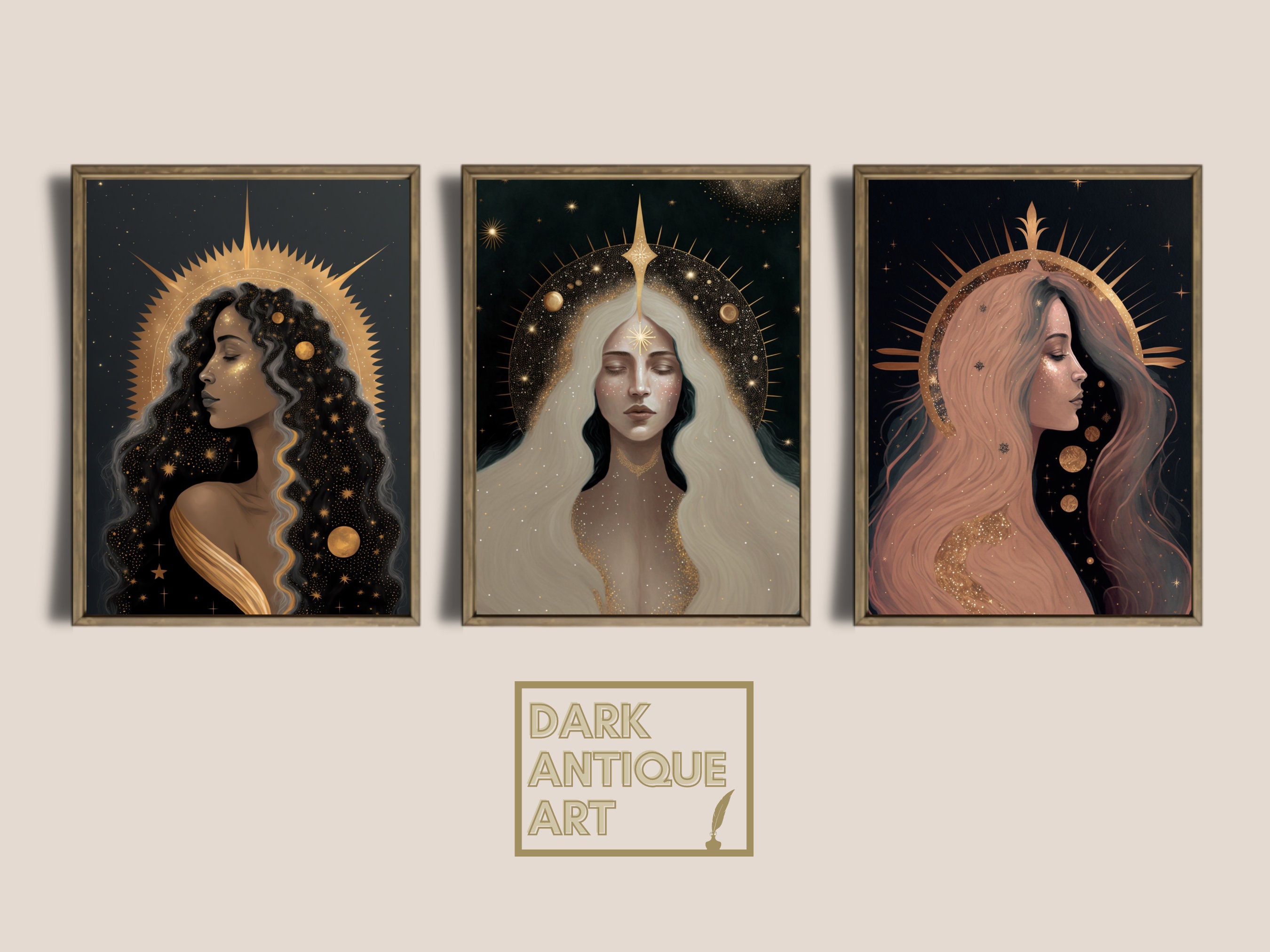 Celestial Goddesses Digital Print Witch Decor Celestial - Etsy
