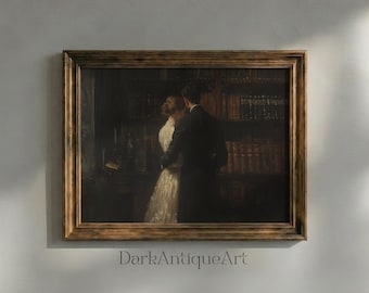 Dark Academia Library Art Print | Secret Lovers (Digital Download)