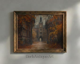 Autumn Library Art Print: Dark Academia Decor (Digital Download)